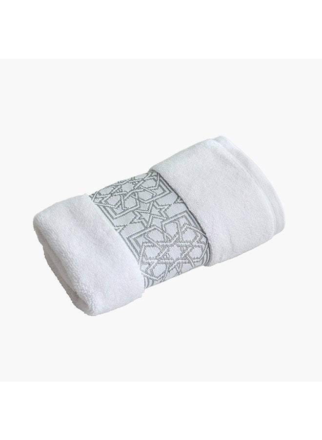 Home Box Cotton Hand Towel - White with Silver Embroidery - Image 5